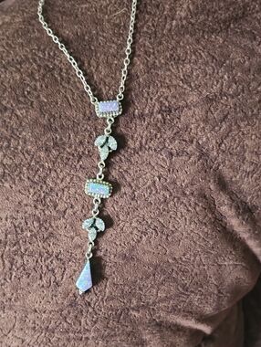 Authentic Opal Drop Y Necklace in Authentic Sterling Silver